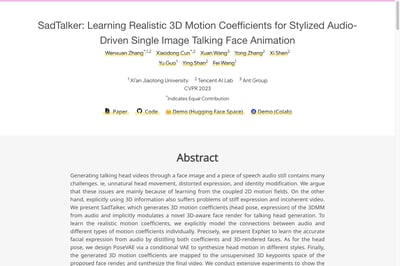 SadTalker: Learning Realistic 3D Motion Coefficients for Stylized Audio-Driven Single Image Talking Face Animation preview